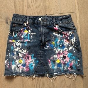 Top Shop painted Denim Skirt